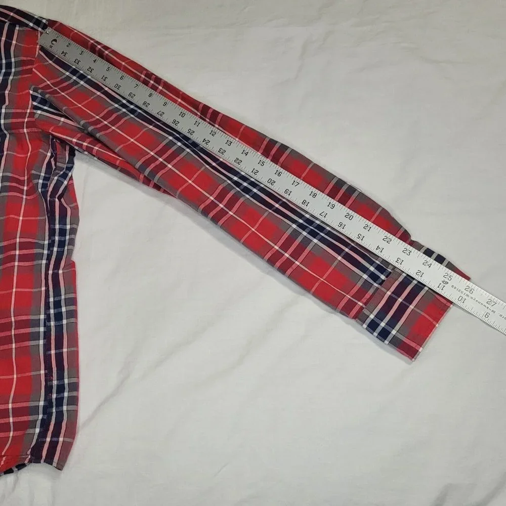 J Crew Shirt Mens Large Long Sleeve Button Up  Casual Collared Plaid Red And Blu